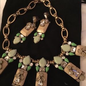 J crew jeweled statement necklace and earrings